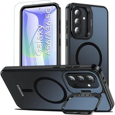 Obrázok produktu pre Puzdro s držiakom na fotoaparát a ochrannou fóliou pre Samsung Galaxy A56/A36 5G, matná čierna farba