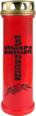Produktbild von Grabkerze Rot, Brenndauer: 100 Stunden ( 4 Tage ), Motiv: Kreuz