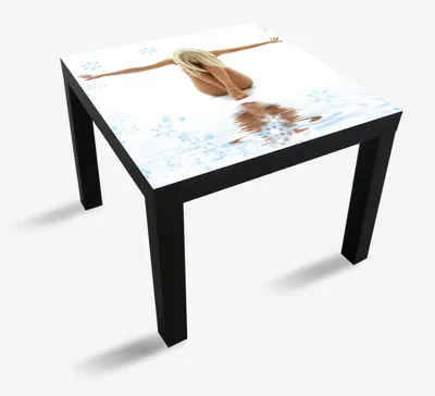 Produktbild von Wallario Möbeldesign / Aufkleber, geeignet für Ikea Lack Tisch - Akt-Erotik im Winter - Nackte Frau mit Schneeflocken in 55 x 55 cm