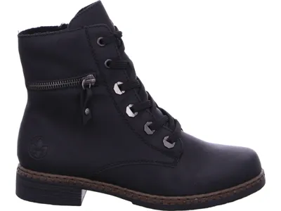 Produktbild von Rieker Damen Schnürboot Zierreißverschluss Stiefelette 75142, Größe:39 EU, Farbe:Schwarz