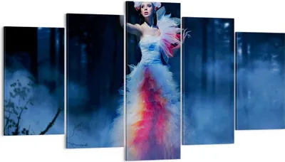 Produktbild von Bild auf Leinwand - Leinwandbild - Frau Geheimnis Nacht Wald - 160x85cm - Wand Bild - Wanddeko - Leinwanddruck - Bilder - Kunstdruck - Wanddekoration - Leinwand bilder - Wandkunst - EA160x85-2583