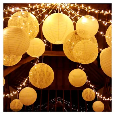 Produktbild von 15 cm weiße Papierlaterne (10er Pack) - Dekoration für Haus, Party und Hochzeit