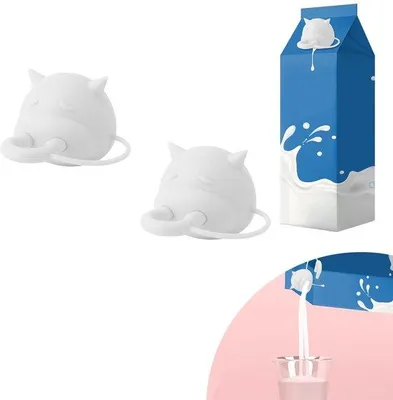 Productafbeelding van 2 Stuks Silicone Melkkarton Deksel - Levensmiddelenveilig en Leckproof