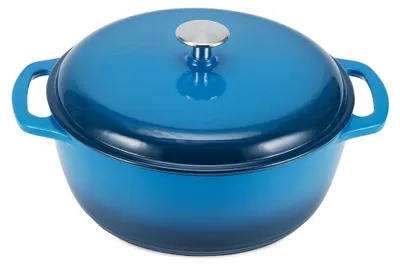 Image de A. Casserole Schmortopf, ronde, en fonte émaillée avec couvercle, 5,7 L, bleue