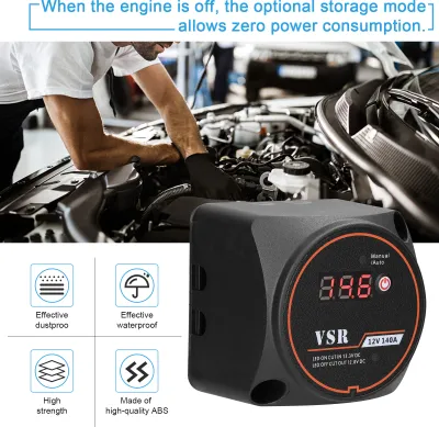 Produktbild von 12 V 140A Dualer Batterietrennschalter Batterietrennregler Manuell/Auto-Modi VSR-Spannungsempfindliches Relais mit Digitalanzeige für ATV UTV Boot Wohnmobil