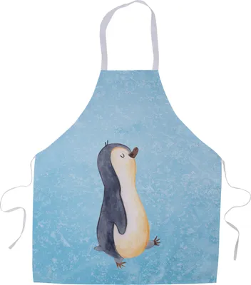 Produktbild von Mr. & Mrs. Panda Schürze Pinguin marschieren - Eisblau - Geschenk, Pinguine, Familie, Schwester, Bruder, Kochschürze, Kochkleidung, Küchenschürze, Grillschürze