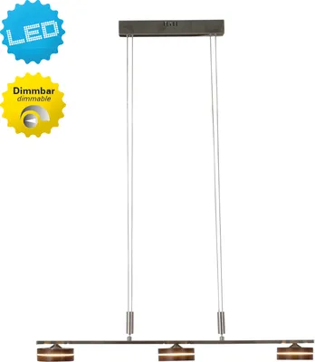 Produktbild von Näve LED 3er-Pendelleuchte - Material: Metall, Holz - Farbe: braun, satiniert; 6091614