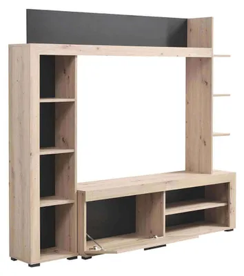 Immagine prodotto di Milani Home - parete attrezzata soggiorno rovere grigio e antracite 173 x 33 x 158 cm
