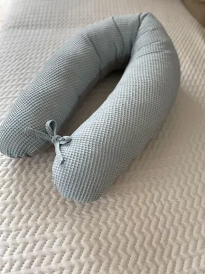 Produktbild von 190 cm L/XL Kissen Seitenschläferkissen Schwangerschaftskissen Stillkissen Bezug Waffelpique  MINZE/ Glatt Grau Baumwolle Relaxkissen Schlafen LOOLAY