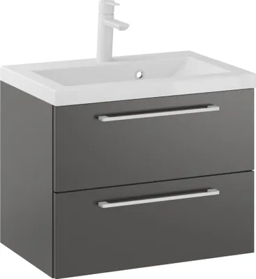 Produktbild von Rosen 60 cm Badezimmerschrank mit Waschbecken und Weißen Griffen - Zeitloses Design für Elegantes Bad