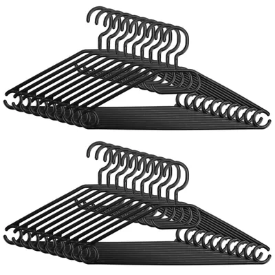 Imagen del producto de Perchas de plástico, 20 unidades, 40,3 x 21,5 cm, antideslizantes, con gancho giratorio para colgar