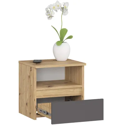 Produktbild von Stilvolle Kommode CL1 in Eichenartisan und Graphitgrau 40 cm mit Schublade für das Schlafzimmer