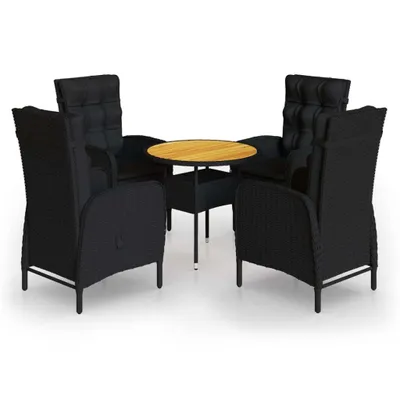 Produktbild von vidaXL 5-tlg. Garten-Bistro-Set Poly Rattan Schwarz