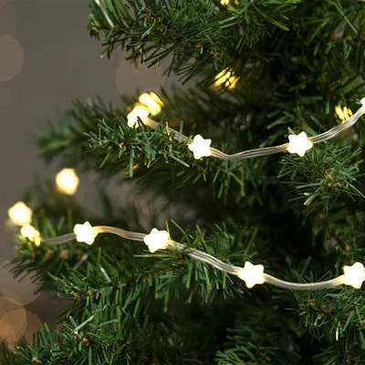 LED-Lichterkette Sterne, 30 LEDs, warmweiß, Timer, 1,95 m