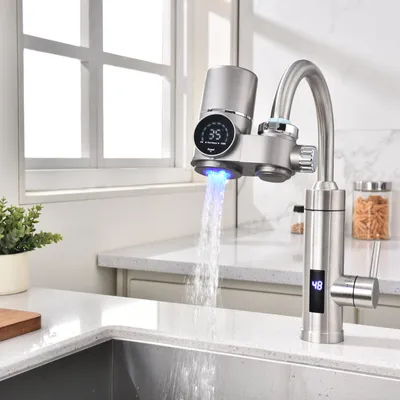 Zdjęcie produktu dla Elektryczna bateria kuchenna z filtrem wody, kran obracany o 360° z podgrzewaczem wody, kran z filtrem do wody pitnej, wyświetlacz LED temperatury