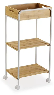 Badregal mit 2 Ablagen, 81x40x29,5 cm, Holz, Braun/Weiß