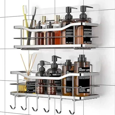 Produktbild von Duscheorganizer mit 6 Haken, Edelstahl, für Bad und Küche