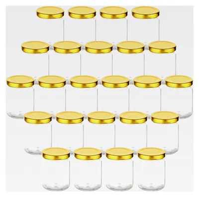 Produktbild von 24er Set Einmachgläser 100 ml rund mit goldfarbenem Schraubdeckel