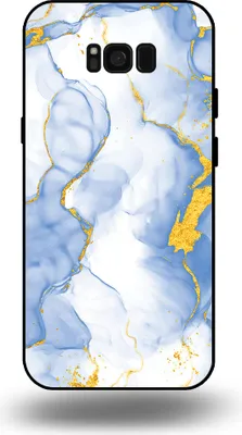 Produktbild von Smartphonica Handyhülle geeignet für Samsung Galaxy S8 Plus mit Hellblau Gold Marmor Print - TPU Backcover Case Hellblau Gold Marmor Design