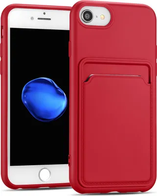 Immagine prodotto di Custodia per cellulare per Apple iPhone 7 / 8 / SE 2 / SE 3 Copertura in silicone con slot per schede Slim Wallet Case, rosso