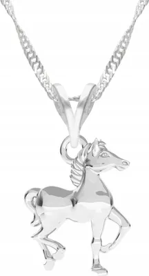 Image de Collier coeur en argent avec cheval pour cavalières, argent 925
