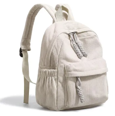 Zdjęcie produktu dla Mały plecak miejski, idealny na co dzień, dla kobiet, kolor beżowy, wymiary: 27x10x30 cm. Może być jako plecak szkolny