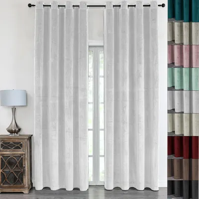 Produktbild von Vorhang Ösenschal Samt Blickdicht 140 (B) x 245 (L) Vorhänge Gardine Gardinen mit Ösen Ösenaufhängung Weiss 2er Pack