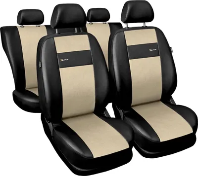 Produktbild von Autositzbezüge X-LINE Beige Kunstleder Universal, AIRBAG Nähte, Seitenairbag-kompatibel, Vario+ System, waschbar, 3mm Schaumstoff, für Rücksitzbank
