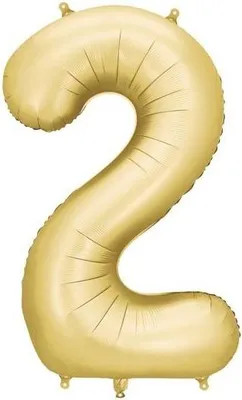 Produktbild von Folienballon Zahl „2“, 86cm, gold