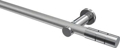 Produktbild von Interdeco Gardinenstange / Vorhangstange Silbergrau / Chrom, Typ Platon Elanto (Rillenzylinder) ohne Ringe, 20 mm Ø 1-läufig, 180 cm