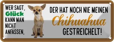 Produktbild von vianmo Blechschild 10x27 cm Chihuahua Hund gestreichelt Tier Haustier