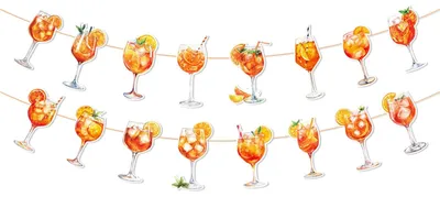 2er Set Aperol Deko Banner, Cocktailbar Girlande, Orange, für Margarita Thema