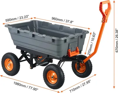 Obrázek produktu pro Sklápěcí vozík, nosnost 600 liber, nastavitelná rukojeť, 1500 liber