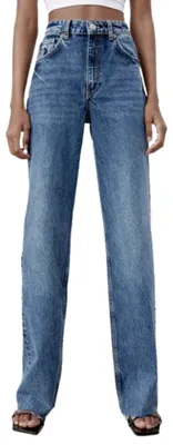 Productafbeelding van Zara dames jeans, wijde pijpen, lange model, hoge taille, maat S