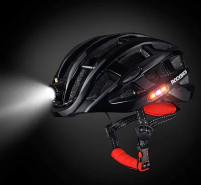 Produktbild von ROCKBROS Fahrradhelm, Schwarz, 57-62cm, Wasserdicht, Herren & Damen, In-Mold, integrierte Front-, Seiten- & Rückleuchte, USB