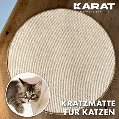 Immagine prodotto di Tappeto tiragraffi per gatti Tappeto tiragraffi rotondo in sisal per la cura degli artigli Avorio 80 cm di diametro