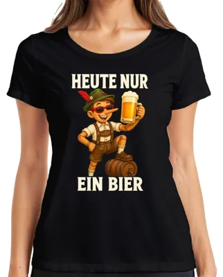 Obrázok produktu pre Dnes len jedno pivo. Tričko s motívom Pinocchiho, kožené nohavice, , tradičný ženský odev "Dirndl", nápis "Lügner" (klamár), čierna farba, veľkosť M