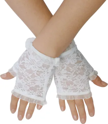 Produktbild von Damen Spitze Handschuhe elegant fingerlos, weiß