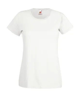 Produktbild von Fruit of the Loom Damen Rundhals Basic T-Shirt Shirt Kurzarm, Größe:L (14), Farbe:Weiß