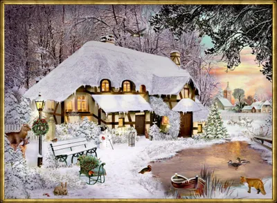Produktbild von A4-Wand-Adventskalender - Winterliches Cottage