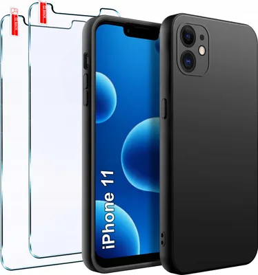 Zdjęcie produktu dla ZESTAW Etui do iPhone 11 | Matowe Czarne Silikon Slim + 2 SZTUKI SZKŁO