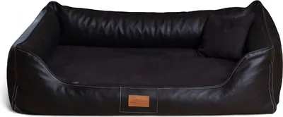 Productafbeelding van tierlando® MADDOX VIP Orthopedisch hondenbed VISCO velours kunstleer, maten S - XXL, afmetingen: 100x75 cm | Kleur: 03 Zwart