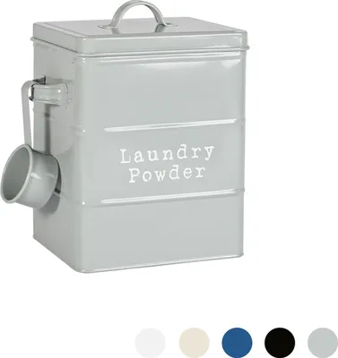 Produktbild von Harbour Housewares Vintage Metall Waschpulver-Speicher-Zinn - Utility Storage Kanister - 18cm - Grau