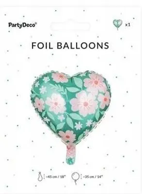 Zdjęcie produktu dla PARTYDECO Balon fol.Serce w kwiaty 45cm mix 44088