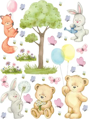 Produktbild von Sanders & Sanders Wandtattoo Wald mit Waldtieren Multicolor 85 x 65 cm