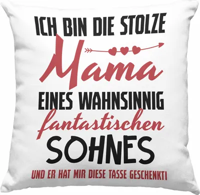 Produktbild von Trendation - Mama Geschenk von Sohn Deko-Kissen mit Füllung 40x40 Geschenkidee Muttertag  Deko-Kissen mit Füllung 40x40 Spruch (Grau)
