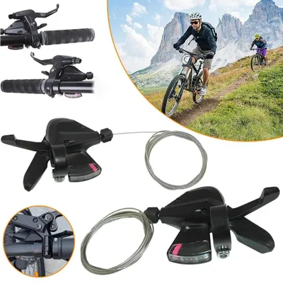 Image de 1 paire de leviers de changement de vitesse et de frein pour vélo, avec manettes au pouce, pour 8/24 vitesses. Adaptés aux vélos de course, VTT, vélos de ville et vélos pliants