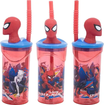 Immagine prodotto di Marvel The Amazing Spiderman 3D Bicchiere con cannuccia 360 ml