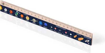Obrázek produktu pro Metrie | Didakt-M07, Dřevěné pravítko s potiskem | Planety | 25 cm