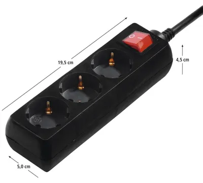 Zdjęcie produktu dla Hama 00108835, 3 x gniazdo sieciowe, 230 V, 3500 W, Czarny, Plastik, 5 m